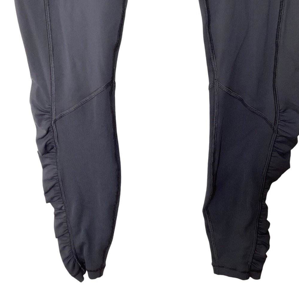 Lululemon Swift Speed 7/8 Leggings Sz 8 Black Green Zippered Pocket Dance EUC - Picture 4 of 6